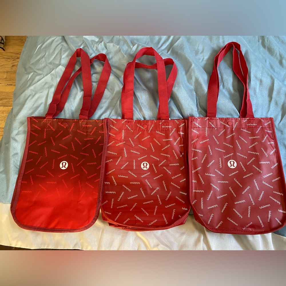 3 Small Red Lululemon Shopping Bags